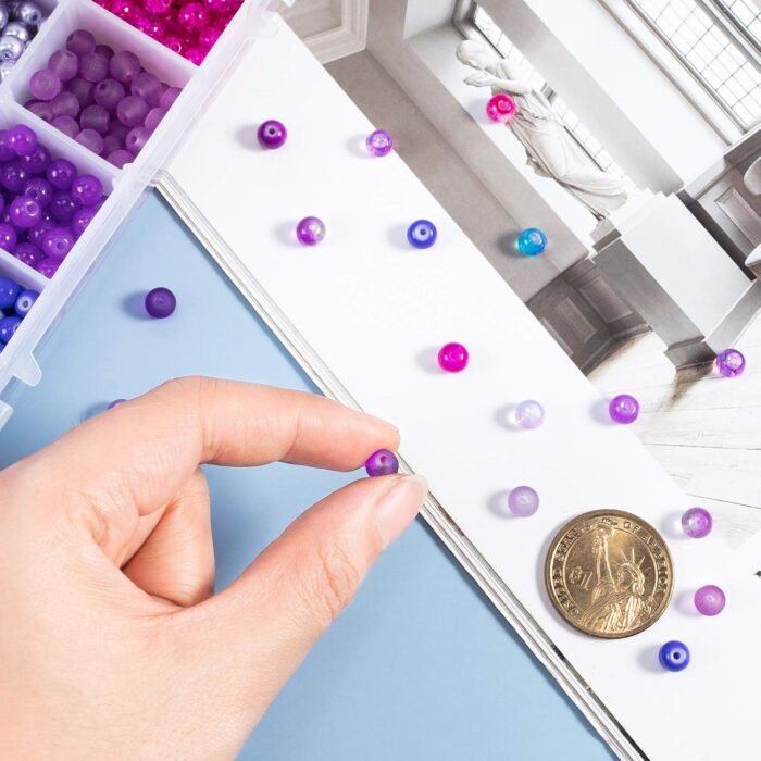 PH PandaHall 720pcs 8mm Purple Glass Beads 24 Color Round Bracelet Beads Loose C... - Image 8