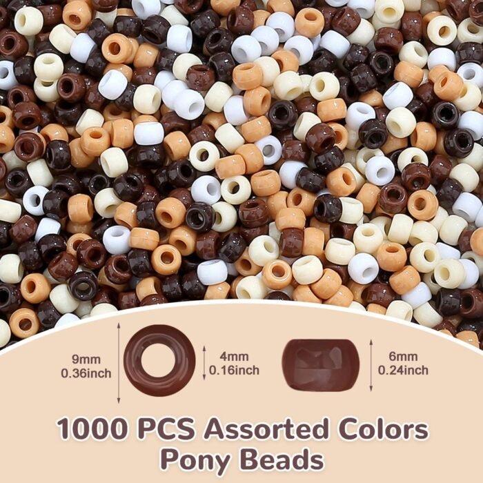 ZHIYUXI 1000PCS Brown Pony Beads Bulk for Bracelets Making 6x9mm 5style Brown Po... - Image 3