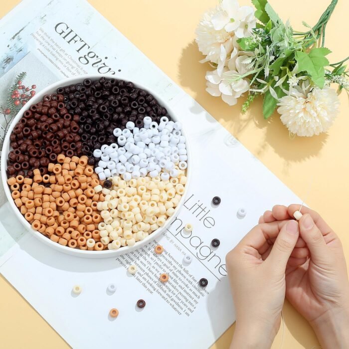 ZHIYUXI 1000PCS Brown Pony Beads Bulk for Bracelets Making 6x9mm 5style Brown Po... - Image 5