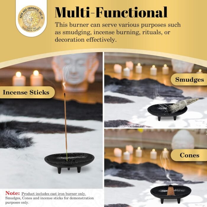 Cast Iron Incense Burner 4" L 2" H, Ideal for smudging, Incense Burning, Ritual ... - Image 3