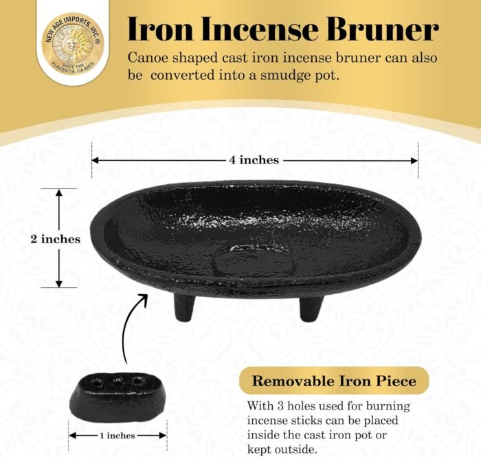 Cast Iron Incense Burner 4" L 2" H, Ideal for smudging, Incense Burning, Ritual ... - Image 4