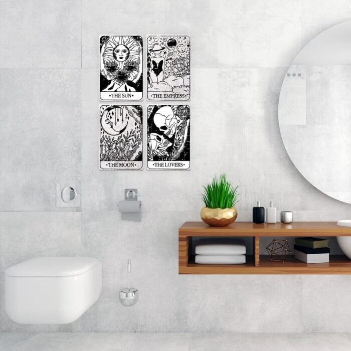 BEASTZHENG Funny Tarot Card Art Metal Tin Signs Set of 4 Wall Art Decor Vintage ... - Image 4