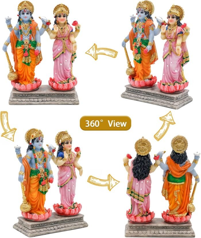 alikiki Vishnu Lakshmi Narayana Statue – 4.7 Inch Lord Vishnu W/Laxmi MATA India... - Image 3