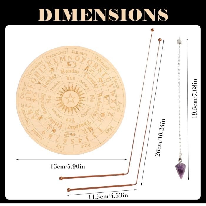 99.9% Copper Dowsing Rods Spiritual and Divining Pendulum Board Mat Kit for Ghos... - Image 7