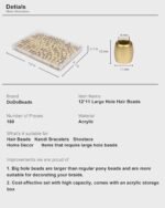 160 pcs 11×12mm Hair Beads, Gold Large Hole Beads for Hair, Jumbo Hair Beads, Ha... - Image 3