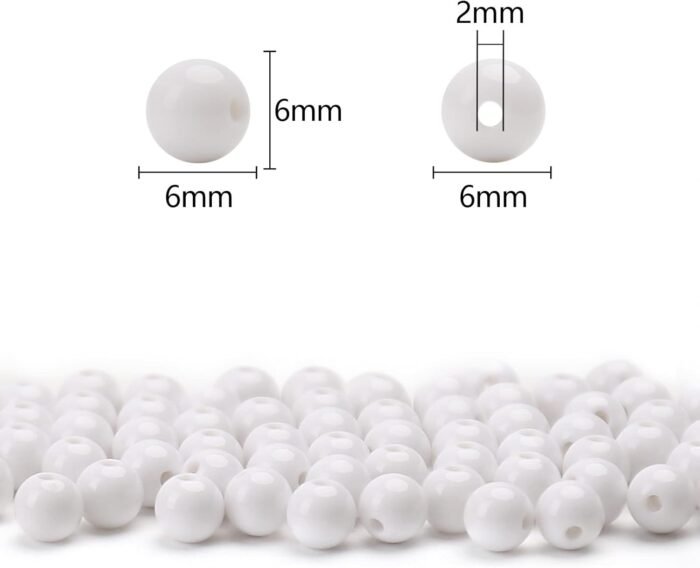 1000PCs 6MM Smooth White Acrylic Round Beads, Round Acrylic Balls Gumball Beads,... - Image 4
