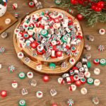 Augshy Christmas Polymer Clay Beads, 300PCS Xmas Heishi Spacer Assorted Santa Cl... - Image 4