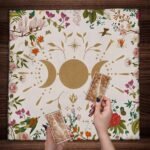 Triple Moon Altar Cloth White Floral Garden Tarot Tablecloth Astrology Tarot Div... - Image 3