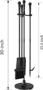 Fire Beauty Fireplace Tools Set 4 Pieces Black Wrought Iron Fire Tool Set for Ou... - Image 4
