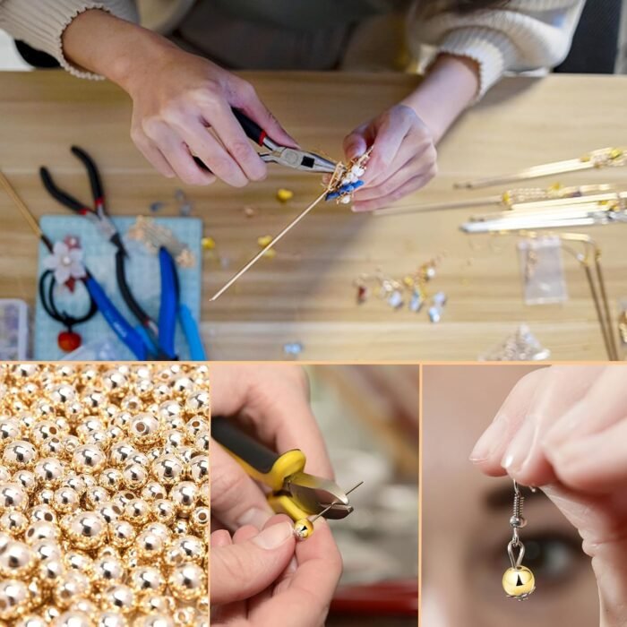 250pcs 14K Gold Filled Spacer Beads，Round Bracelet Beads,Seamless Smooth Metal B... - Image 8