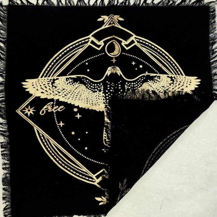 Altar Cloth Tarot Cards Table Napkins Witchcraft Supplies Black Gold Tablecloth ... - Image 3