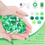 Green and White Beads, 1200 Pcs Pony Beads Bulk and Letter Beads, Kandi Beads Ha... - Image 5