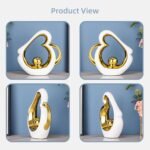 White and Gold Decor, Heart Sculpture Ceramic Statue Decor, Table Centerpiece fo... - Image 5
