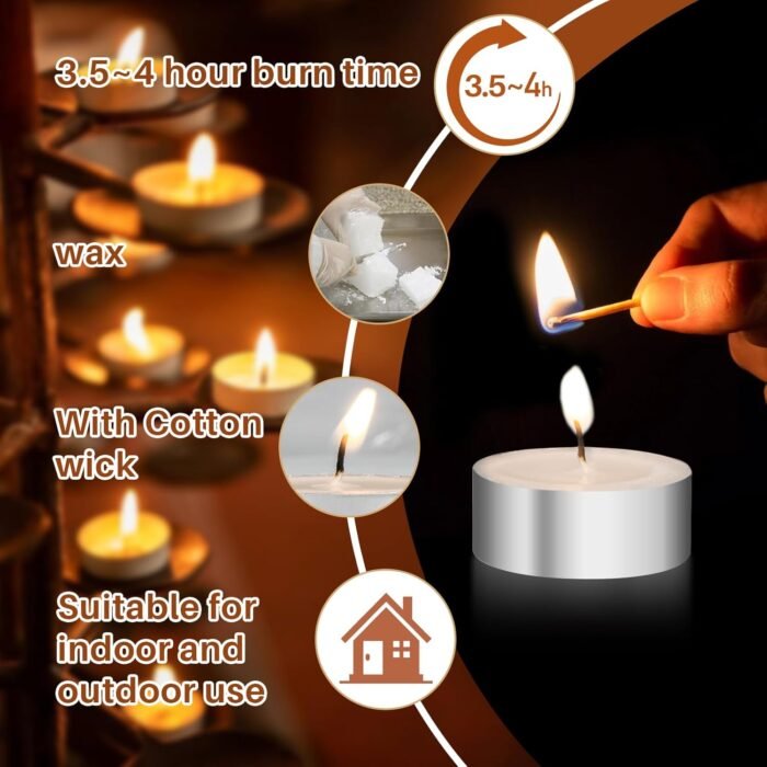 Tealight Candles - Tea Lights Candles Unscented Tea Tree Lights Mini Votive with... - Image 4