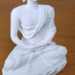 White Mini Buddha Yoga Meditation Statue Harmonious Figurine Collectible Sandsto... - Image 4