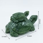 Crystal Mummy and Baby Turtle Statues,Green Jade Turtle Family Figurines,Cute To... - Image 3