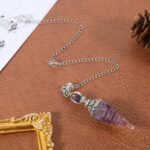 Crystal Pendulums with Chain, Amethyst Healing Natural Quartz Spiritual Hexagona... - Image 7