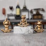 Bronze Frog Figurines, 3-Piece Yoga Decor Set, Antique Bronze Color, Handmade Ho... - Image 5