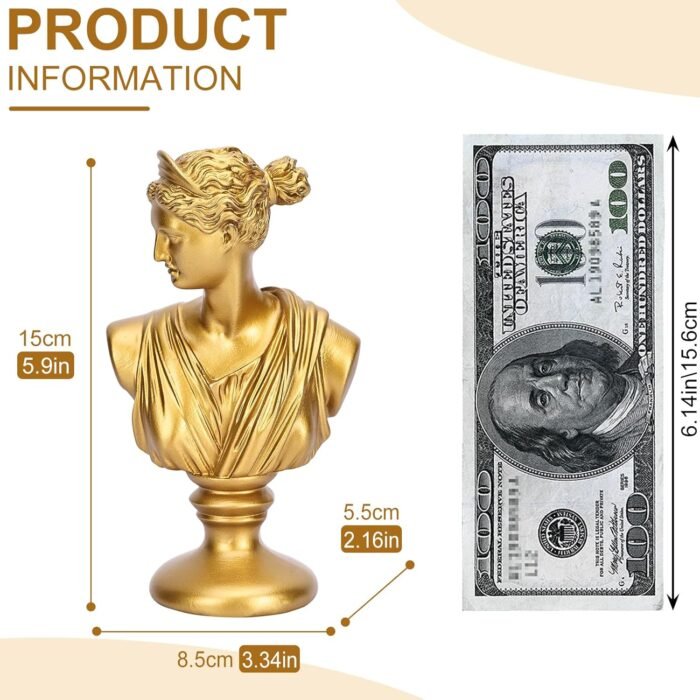 LCCCK 6" H Gold Aphrodite Bust Statue Classic Greek Mythology Roman Venus Goddes... - Image 3