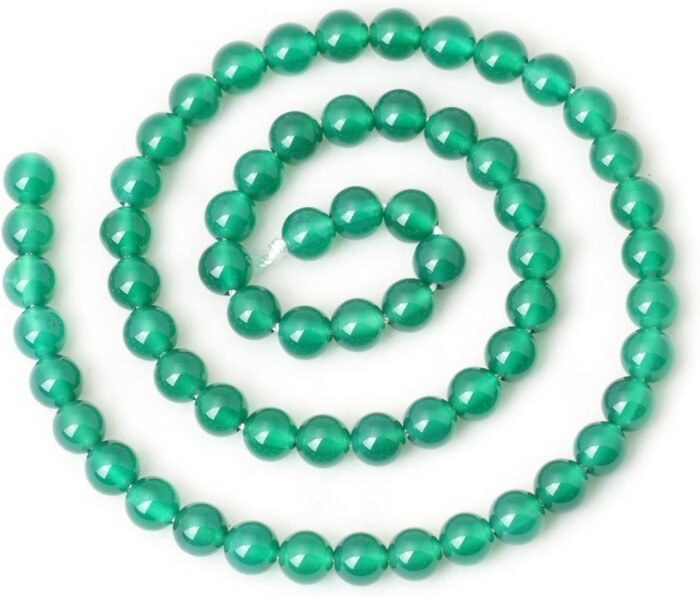 60PCS 6mm Green Agate Gemstone Round Loose Beads for Jewelry Making 1 Strand 15" - Image 3