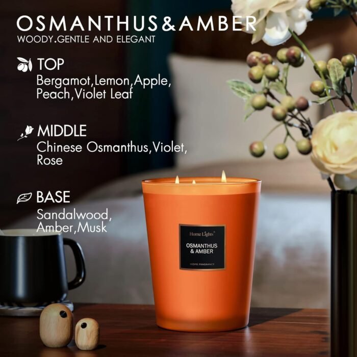 HomeLights Large Jar Candle-33.3 Oz. Natural Soy Aromatherapy Candle | Osmanthus... - Image 5