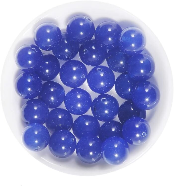 Sapphire Blue Natural Stone 8MM Beads Round Loose Chalcedony Beads for Jewelry M... - Image 4