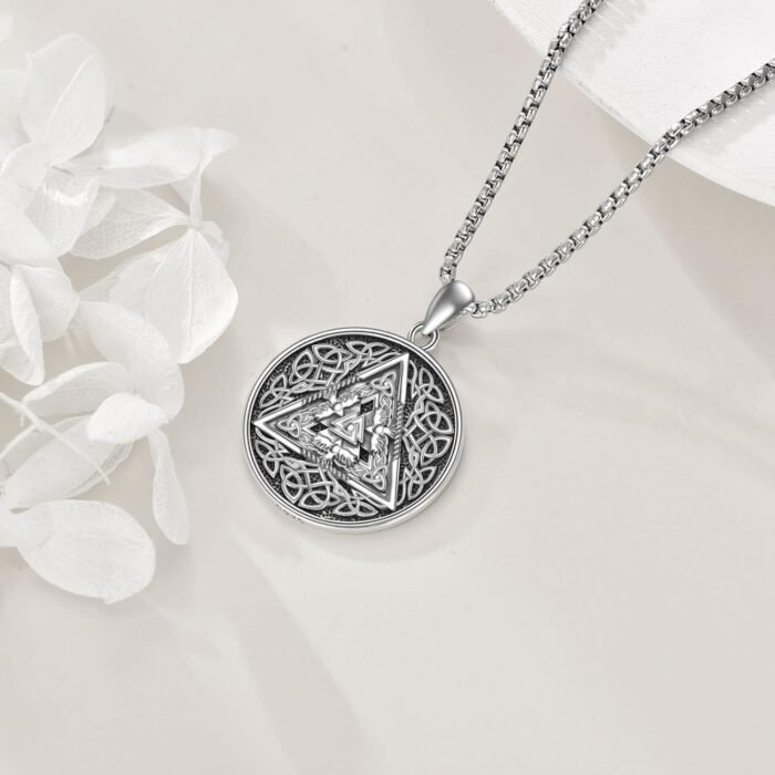 Viking Necklace Sterling Silver Thor's Hammer/Wolf/Scarab Amulet Pendant Viking ... - Image 4
