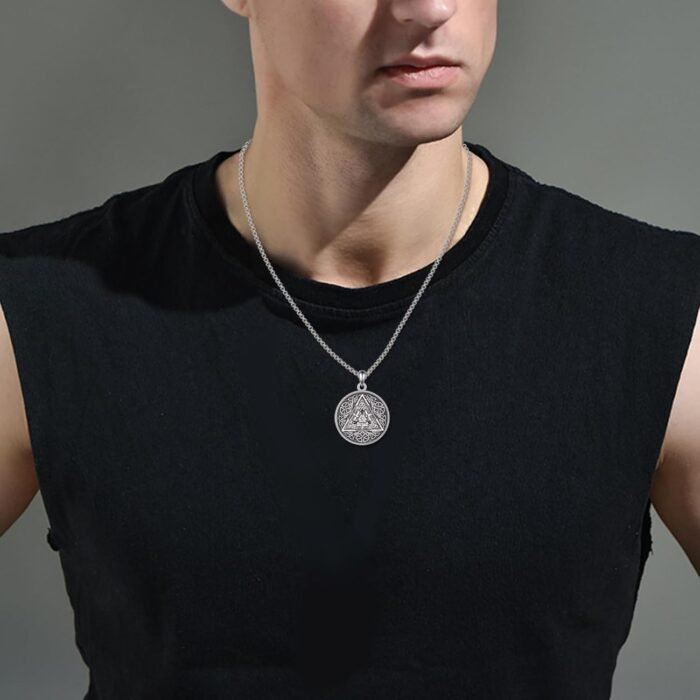 Viking Necklace Sterling Silver Thor's Hammer/Wolf/Scarab Amulet Pendant Viking ... - Image 5