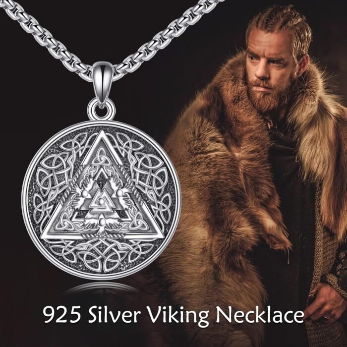 Viking Necklace Sterling Silver Thor's Hammer/Wolf/Scarab Amulet Pendant Viking ... - Image 7