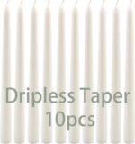 Stonebriar Tall 10" White Unscented Dripless 10 Count Taper Candles, 7 Hour Burn... - Image 3