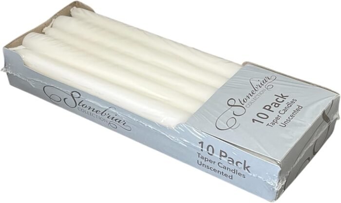 Stonebriar Tall 10" White Unscented Dripless 10 Count Taper Candles, 7 Hour Burn... - Image 8
