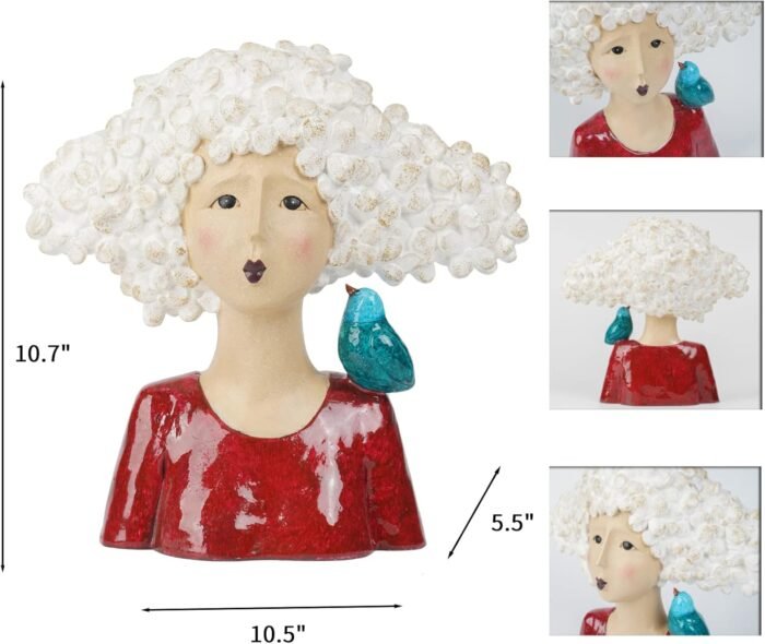 DiliComing Garden-Statues Women-Head Statues for Home Decor - 11 Inch Women with... - Image 3