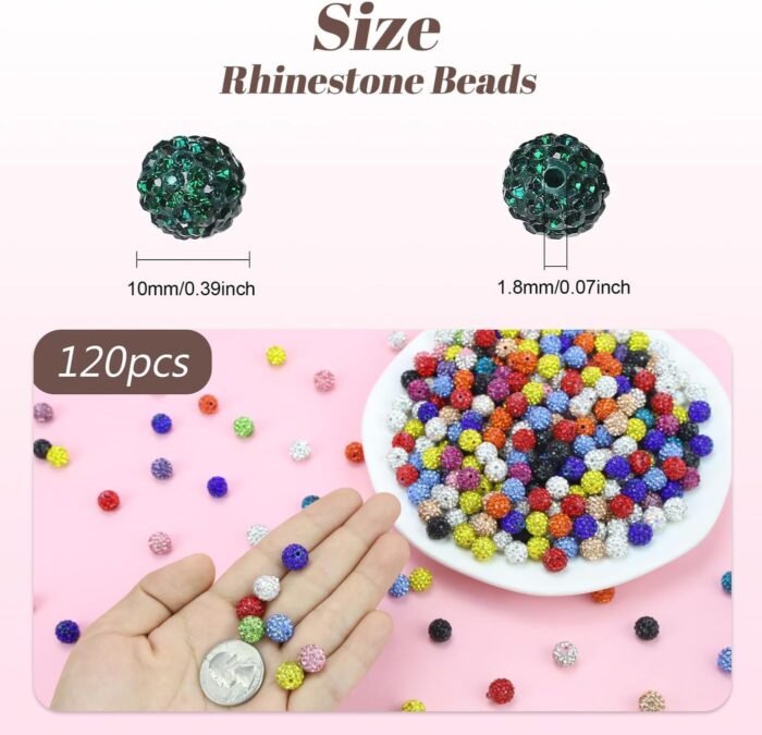 LAIDANLA 120pcs 10mm Dark Green Rhinestone Beads Baseball Beads for Crafting, Sh... - Image 4