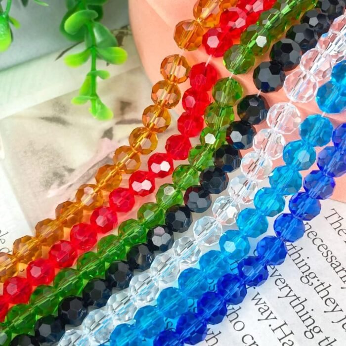 Jmassyang 100 Pieces 8mm Faceted Round Crystal Glass Beads Spacer Beads for Jewe... - Image 5