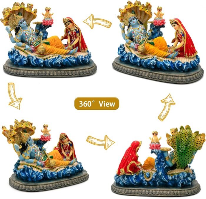 alikiki Hindu God Lord Vishnu Statue - 8.3”L Mahavishnu Figurine Divine Hindu De... - Image 3