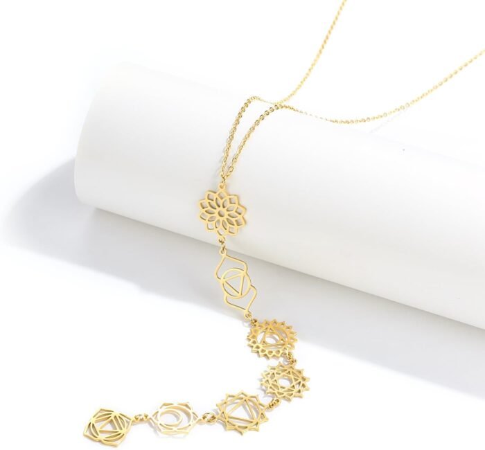 Spiritual Chakra Necklace for Women Trendy - Gold Long Necklaces Yoga Dainty Tre... - Image 3