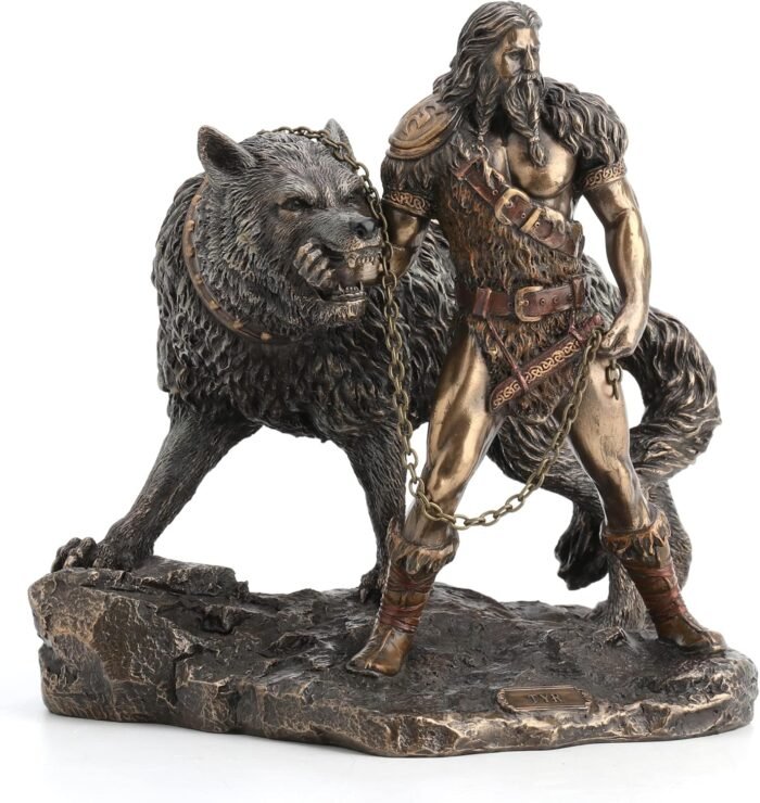 Veronese Design Norse God of Combat and Victory Tyr The Binding Fenrir Wolf Bron... - Image 3