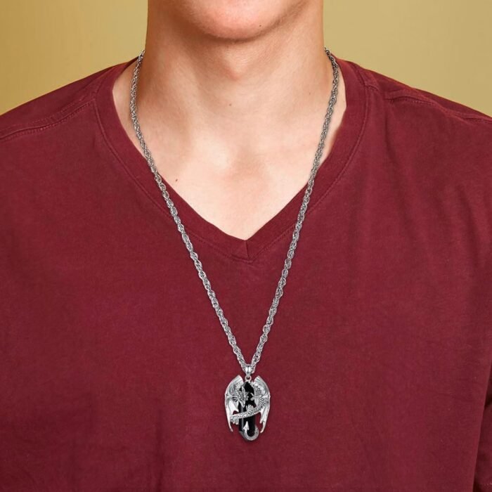 INFUSEU Dragon Necklaces with Healing Crystal Stone for Men Women, Unique Person... - Image 8