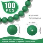 100Pcs Silicone Beads - 15mm Green Silicone Beads for Keychain Making, Pens, Bra... - Image 3