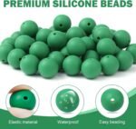 100Pcs Silicone Beads - 15mm Green Silicone Beads for Keychain Making, Pens, Bra... - Image 5