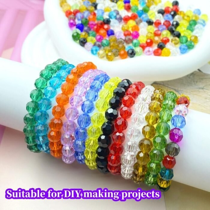100pcs 8mm Round Crystal Glass Beads for Jewelry Making, Faceted Crystal Glass S... - Image 8