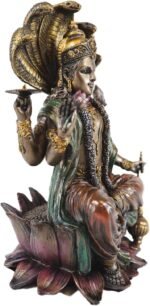 Ebros Gift Hindu God Lord Vishnu Sitting On Cobra Heads Throne Statue Narayana T... - Image 3