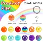 Whaline 100Pcs 20mm Rainbow Color Mixed Bubblegum Beads Set 14 Styles Bright Col... - Image 3