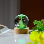 3D Crystal Cross Figurine with Colorful Light Base, Laser Engrave Praying Hands ... - Image 4