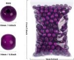 [400PCS] Purple Wooden Beads, 16mm Large Round Purple Painted Natural Wood Beads... - Image 4