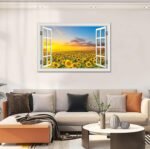 Sunflower Wall Art Decor for Living Room Window Style Sunset Canvas Picture for ... - Image 3