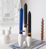 Ceramic Candle Holder - Minimalist 3-Taper Candelabra for Dining Table, Wedding ... - Image 3