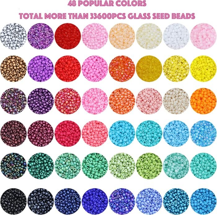 LEECOON 33600+pcs Size 12/0 2mm Glass Seed Beads for Bracelet Jewelry Making, Sm... - Image 3