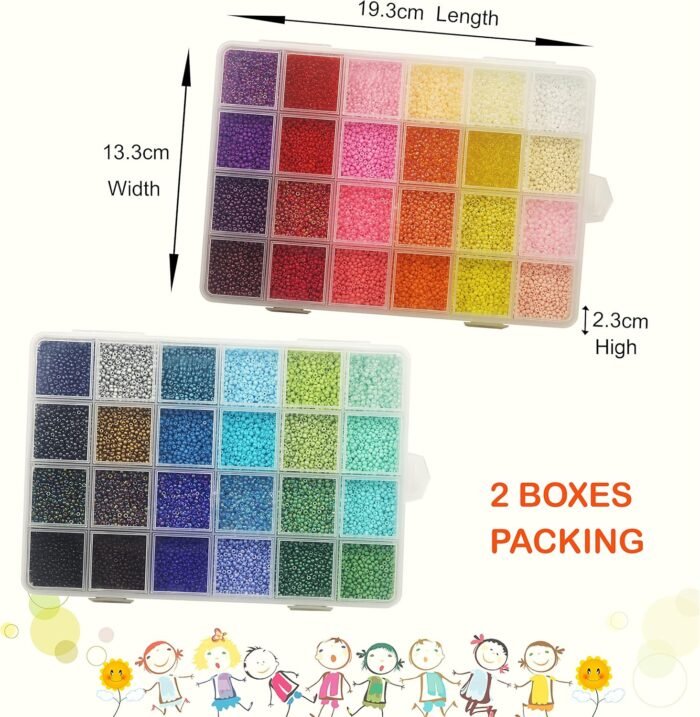 LEECOON 33600+pcs Size 12/0 2mm Glass Seed Beads for Bracelet Jewelry Making, Sm... - Image 7