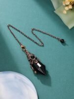 PESOENTH Black Obsidian Crystal Pendulum Dowsing Divination Scrying Pendulum wit... - Image 3